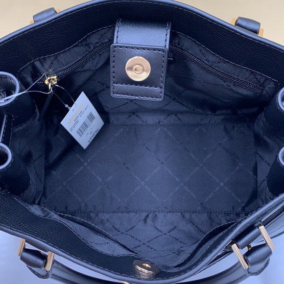 Michael Kors Hamilton Meidum Satchel Shoulder Crossbody Bag Black Multi color - Picture 10 of 16